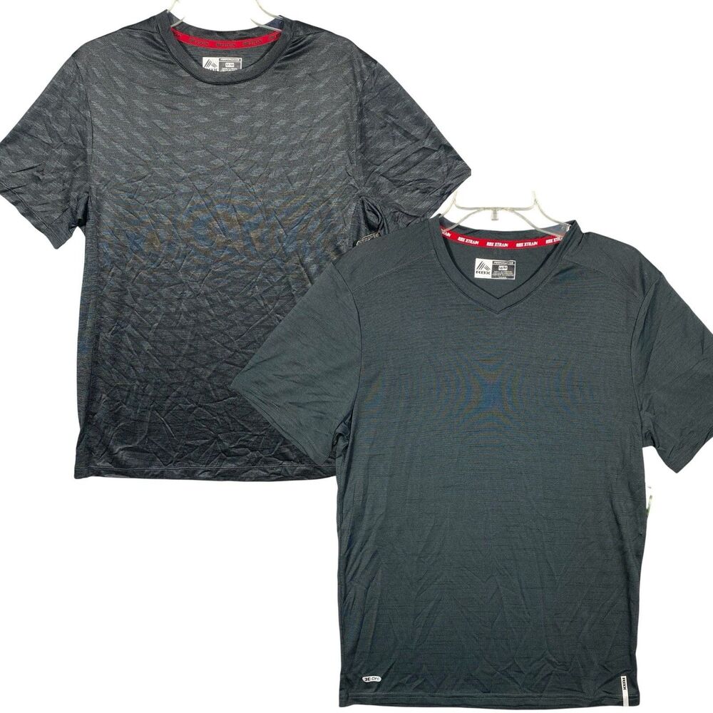 2 RBX XTrain Mens M Black Performance TShirts XDri Short Sleeve Workout Top Gym